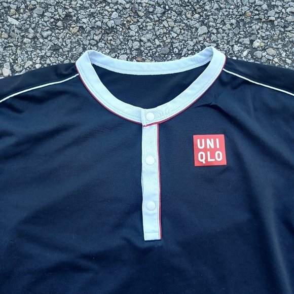 Uniqlo Roger Federer RF 2019 US Open NYC Henley Tennis Polo Shirt DRY-EX - Picture 3 of 8